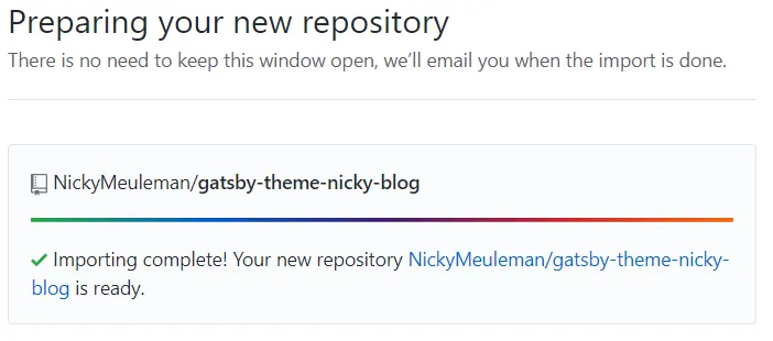 Successfully imported the repository