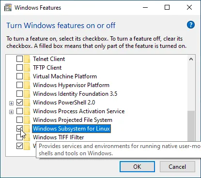 Windows Subsystem for Linux feature