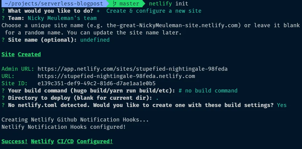 netlify init