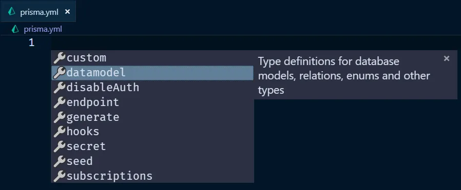 prisma.yml with working schema