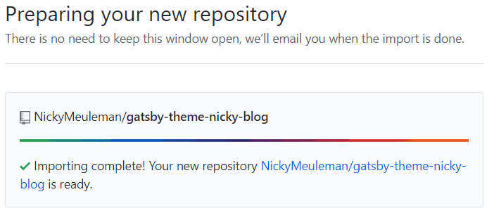 Successfully imported the repository