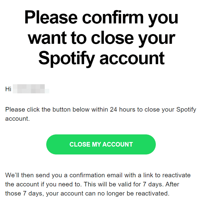 Confirm you want to close your account